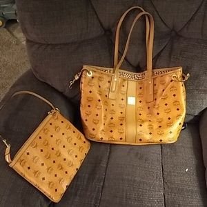 Mcm tote with wristlet